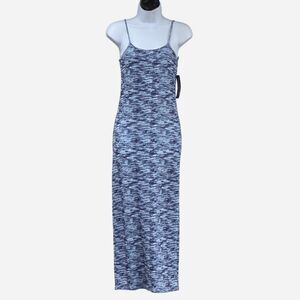 Freshman 1996 Blue White Space Dye Knit Maxi Dress Size L Y2K
